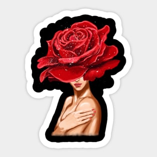 Girl with beautiful flowers instead of a head. Sticker